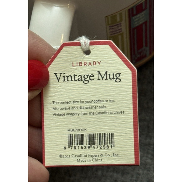 Cavallini & Co San Francisco Library Books Ceramic Coffee Mug 14 oz New - Picture 3 of 6